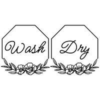 2 PC Die Cut Vinyl Octagon Floral Wreath "Wash" & "Dry" Decal Pack