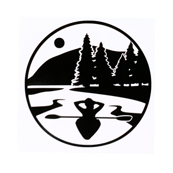 Die Cut Vinyl Kayak Outdoor Scene Decal - Vehicle Decal, Window Decal, Camper Decal