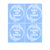 Die Cut Vinyl Rose Wreath Kids / Baby / Twins On Board Decal