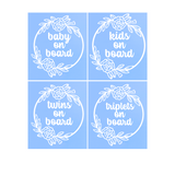 Die Cut Vinyl Rose Wreath Kids / Baby / Twins On Board Decal