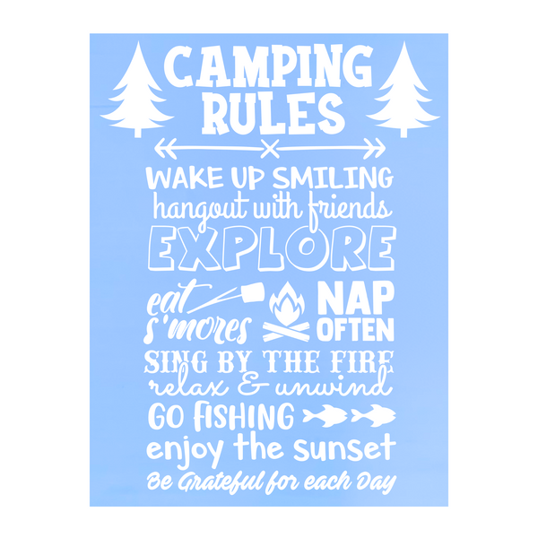 Camping Rules Die Cut Camper / Trailer Decal