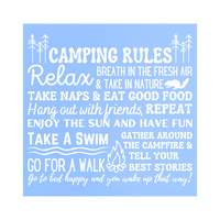 Die Cut Vinyl Camping Rules Decal - Camper Decal, Trailer Decal, Window Decal