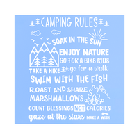 Custom Die Cut Vinyl Camping Rules Decal