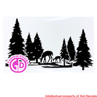 Die Cut Vinyl Outdoor Doe & Fawn Scene Decal - Vehicle / Window / Camper Decal