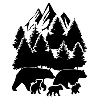 Die Cut Vinyl Bear Family Outdoor Scene Decal - Camper Decal, Truck Decal, Window Decal