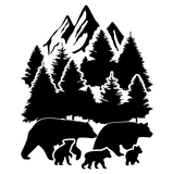 Die Cut Vinyl Bear Family Outdoor Scene Decal - Camper Decal, Truck Decal, Window Decal