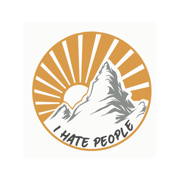 Funny Die Cut Vinyl Outdoor Scene "I Hate People" Decal