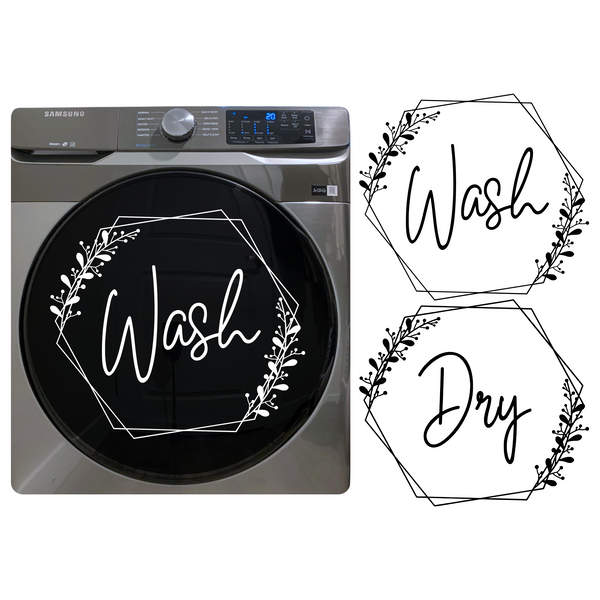 2PC Die Cut Vinyl Geometric Wreath Washer & Dryer Decal Pack