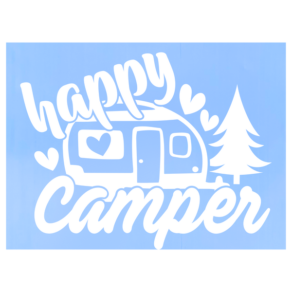 Die Cut Vinyl "Happy Camper"- High-Quality Vinyl Decal For Campers / Trailers