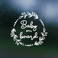 Die Cut Vinyl Boho Wreath Baby, Kids, Twins On Board Vinyl Decal