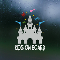 Waterproof Die Cut Vinyl Castle "Kids On Board" Decal - Vehicle Decal / Window Decal