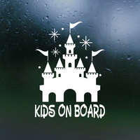 Waterproof Die Cut Vinyl Castle "Kids On Board" Decal - Vehicle Decal / Window Decal