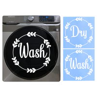 2 PC Die Cut Vinyl Line Art Leaf Wreath "Wash" & "Dry" Decal Pack