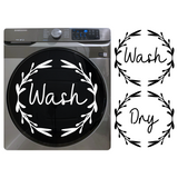 2Pc Die Cut Vinyl Foliage Wreath Style Wash And Dry Decal Pack - Washer And Dryer Decal Pack