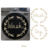 2Pc Die Cut Vinyl Foliage Wreath Style Wash And Dry Decal Pack - Washer And Dryer Decal Pack